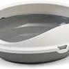 PETGARD Ovale Katzentoilette Katzenklo Schalentoilette mit Rand Weiss-grau 55 x 48,5 x 15,5 cm
