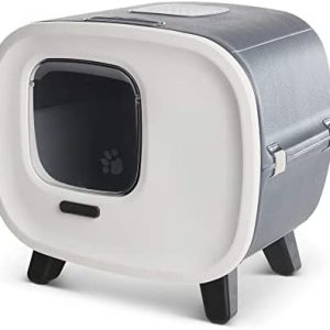 PETGARD Designer-Retro Katzentoilette mit Schwingklappe, Filter und Schublade schwarz-Weiss