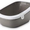 Katzentoilette Katzenklo Schalentoilette Simba mit extra hohem Rand und Siebeinsatz warmgrey-Weiss