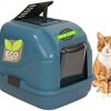 Extrahaltbar hygienisches Katzenklo Katzentoilette 50x40x40 cm | 100% Recycling | mit Streuschaufel Aktivkohlefilter | der Umwelt zuliebe | Petrol