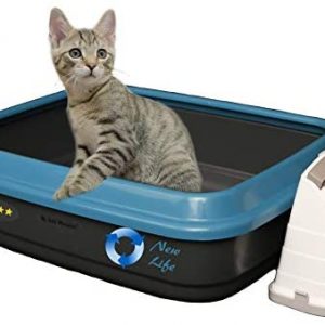 Joli Moulin New Life Katzentoilette offen mit Rand 40x50x15 cm Set mit Streuschaufel und Hygiene-Behälter 100% Recycling Material! Für eine grünere Umwelt ANTHRAZIT