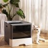 CATISM Katzentoilette Haubentoilette Doppeltürige Katzentoiletten mit Katzenschaufel und Edelstahlhaken Katzentoilette vom Typ Schublade Aschgrau