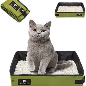 Katzenklo Faltbare, Katzentoilette Tragbare, Katzen Toilette Reise, Katzentoilette Faltbar Katzen, wasserdichte Haustier Katzenklo, für zu Hause und auf Reisen verwendet werden (grün)