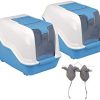 2er Sparpack XXL Katzentoilette Netta Maxi Weiss-blau mit gratis Katzenspielzeug