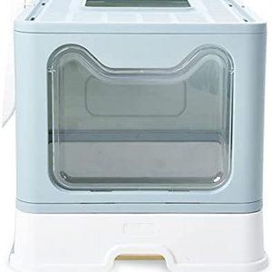 Bounabay Katzentoilette, Faltbare Katzentoilette Mit Deckel, Deckel, Spritzschutz Für Katzen Easy Clean No Smell Pet Jumbo Katzentoilette (Blue)