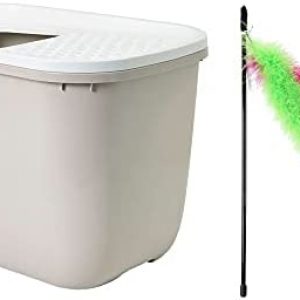 PETGARD Katzentoilette Katzenklo HOP IN mit Einstieg von Oben beige-Weiss + gratis Katzenangel