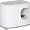 PawHut Katzentoilette mit Haube für Katzen bis 5 kg Katzenklo mit Deckel Gitterboden Kunststoff Weiß 55 x 40 x 39 cm