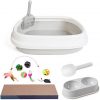 Katzentoiletten Set, Bestehend aus Katzentoilette, Katzentoilettenlöffel, Katzenkratzunterlage,doppelter Katzennapf, Katzenspielzeug, Haustier Trockenfutterlöffel, Geeignet für Kätzchen 12pcs