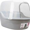 petphabet XXL Katzentoilette mit Abdeckung, Jumbo Hooded Katzentoilette Haubentoilette Katzensklo mit Dach für Große Katzenrassen oder Muti-Katzen Grau 63x48x43 cm