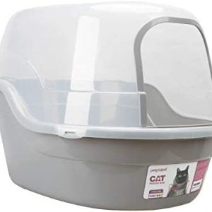 petphabet XXL Katzentoilette mit Abdeckung, Jumbo Hooded Katzentoilette Haubentoilette Katzensklo mit Dach für Große Katzenrassen oder Muti-Katzen Grau 63x48x43 cm