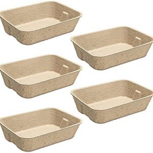 Navaris Katzentoilette Katzenklo ohne Deckel - 5X Katzen Toilette Box Schale aus Papier - offenes Klo mit Rand - auslaufsicher kompostierbar