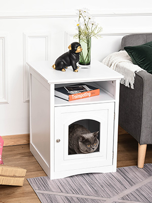 Katzentoilette Holz Katzenklo Katzenhaus Katzenschrank für Katzenbett mit magnetischer Tür