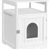 Yaheetech Katzenhaus, Katzenklo Schrank, katzenschrank für katzentoilette und kleine Katzen, Katzentoilette mit offene Ablage, Beistelltisch, 52 × 49 × 64,5 cm