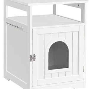 Yaheetech Katzenhaus, Katzenklo Schrank, katzenschrank für katzentoilette und kleine Katzen, Katzentoilette mit offene Ablage, Beistelltisch, 52 × 49 × 64,5 cm