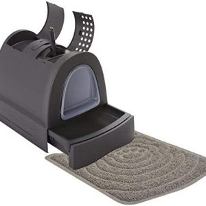 PETGARD Katzen-Klo mit Schublade - Tier-Toilette mit Vorlege-Matte - Hauben-Toilette mit Filter - Haustier-Klo - Katzen-Toilette - Schwarz