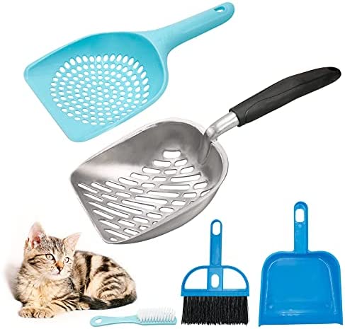 4 Stück Katzenstreu Schaufel Reinigungswerkzeug, Katzenklo Schaufel Aus Robustemaluminium, Jumbo 4 Stück Katzenstreu Schaufel Reinigungswerkzeug, Katzenklo Schaufel Aus Robustemaluminium, Jumbo Größe Silikon Langgriff Tiefer Schaufel mit Kleine Löcher Kunststoff Katzenschaufel Schaufel Besensets