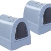 PETGARD 2er-Set Katzen-Klo mit Schublade - Tier-Toilette mit Klappe - Hauben-Toilette - Haustier-Klo - Katzen-Toilette mit Schaufel - Blau