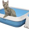 Joli Moulin Exclusiv Katzentoilette offen mit Rand 40x50x15 cm Set mit Streuschaufel und Hygiene-Behälter Non-TOXID Rohmaterial der Umwelt zuliebe HELLBLAU