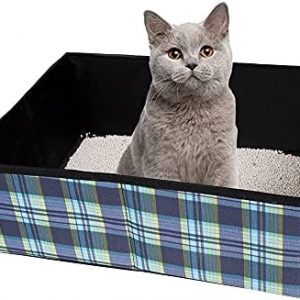 Ardermu Katzentoilette Faltbar Katzenklo Faltbar，wasserdichte Stofftier Katze Kitty Katzenklo Carrier für Reisen Camping Heimgebrauch Leicht und einfach zu reinigen, 39x29x14cm