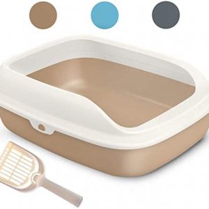BPS, Katzenpflege, Katzentoilette, Schalentoilette, Katzenstreu-Schale, offen, aus Kunststoff, mit Schaufel, Größe S, braun