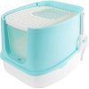 BSTL Faltbare Katzentoilette Katzen Katzentoilette Mit Oberem Eingang XXL Extra Große Toilettenboxen Mit Tabletts, Deckel Und Haustierstreuschaufel,Blue
