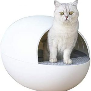 CCFCF Automatische Selbstreinigende Katzentoilette, Smart Electric Pet Toilettentablett, Deo-Reiniger-zubehör Katzentoilette Katzentoilette Gross,Weiß