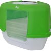 Catit Katzentoilette mit Abdeckung für Katzen, Ecktoilette, 56 x 45 x 43,5cm, grün
