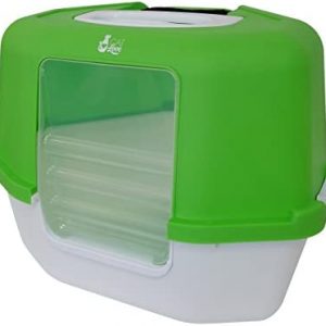 Catit Katzentoilette mit Abdeckung für Katzen, Ecktoilette, 56 x 45 x 43,5cm, grün