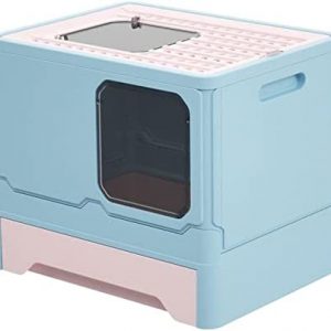 Colcolo Faltbare Katzentoilette, vollständig geschlossen, mit Deckel, leicht zu reinigen, groß, tragbar, spritzwassergeschützt, verstecktes Kitty-Töpfchen,