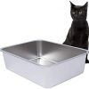 Dimaka Katzentoilette aus Edelstahl für Katzen und Kätzchen, 15.2 cm Seitenhöhe, antihaftbeschichtet, glatte Oberfläche, Metallpfanne, geruchs- und rostfrei, sicher und hart (44.5 x 35.6 cm)