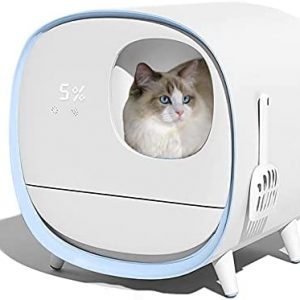 ERSHY Selbstreinigende Katzentoilette, Geruchsbeseitigung, LED-Luftqualitätsanzeige, Elektrische Katzentoilette Für Mehrere Katzen, Kompatibel Mit Mehreren Katzentoiletten,Blau