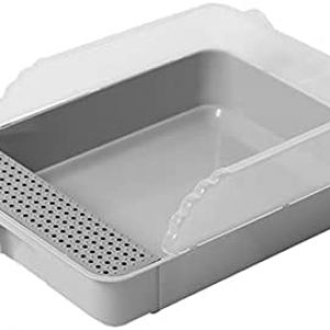 EastVita Katzentoilette Toilette Sandkasten Haustier Toilette Waschbecken halbgeschlossen Kätzchen Anti Splash Katzentoilette grau klein