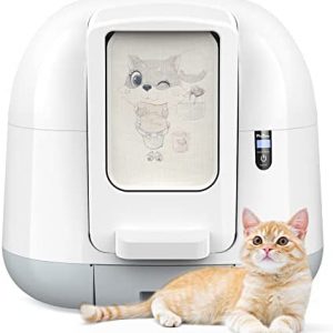 Eastcoo Selbstreinigende Katzenstreukasten Geschlossen Katzenklo Automatische Katzentoilette katzenklo mit Deckel 24.2X22.44X23.62 Zoll (Weiß)