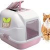 Extrastabil hygienisches Katzenklo Katzentoilette 50x40x40 cm | Ungiftiges Rohmaterial | Streuschaufel und Aktivkohlefilter | der Umwelt zuliebe | Rosa