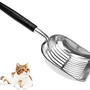 Fahibin Katzenstreuschaufel Metall Katzenstreuschaufel, 13 * 34.5cm, Langlebige Kotschaufel mit Bequemen Griff, für Hunde Katzenreinigung