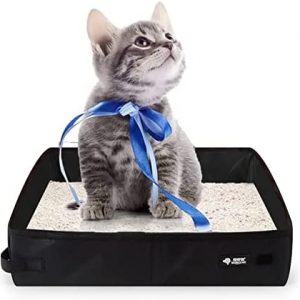 Faltbare Katzentoilette, Katzentoilette Tragbar, wasserdichte Katzentoilette, Katzen Katzenklo, Reisekatze Katzentoilette, für Outdoor Reisen mit Haustieren, 40 * 30cm, Schwarz