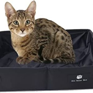 Faltbare Katzentoilette Tragbare Katzenklo Kitten für Reise - Sanft, Dauerhaft und wasserdichte für Indoor Heimat Outdoor Reise Camping, Schwarz, Groß, 45*35cm