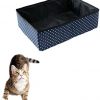 Faltbare Katzentoilette Tragbare Katzenklo für Katzen, Wasserdicht, Dauerhaft, Einfach zu Säubern, Geeignet für Reisen, Draussen, Zuhause, Blau, 40 * 30 cm