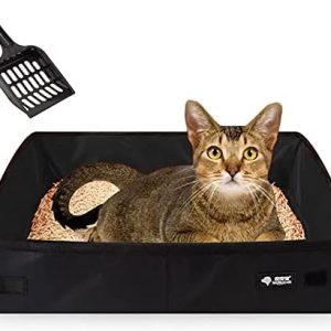 Faltbare Katzentoilette mit 1 Schaufel, 50x40cm Tragbare Katzenklo für Reisen, Weiche, wasserdichte, Faltbare und Leichte Katzentoilette für Reisen Camping Outdoor Park