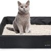 Faltbare tragbare Katzentoilette Transportbox faltbar Wasserdicht Haustier Katze Katzentoilette Pfanne für Reisen, S, schwarz