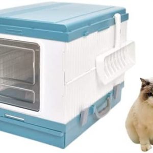 GLLDS Faltbare obere Eingabe Katzenstreubox vollständig geschlossener Schubladen-Anti-Splash Deodorant Pet Müllbox Tragbare Katzen-Toilette