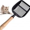 GazyShop Katzenklo Schaufel für Katzen,antihaftbeschichtet, Premium Katzenstreu-Schaufel Mit Flexiblem Langem Griff, Edelstahl Katzen Streuschaufel Tiefer Schaufel Sieb schnellem Langlebig Fest