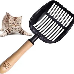 GazyShop Katzenklo Schaufel für Katzen,antihaftbeschichtet, Premium Katzenstreu-Schaufel Mit Flexiblem Langem Griff, Edelstahl Katzen Streuschaufel Tiefer Schaufel Sieb schnellem Langlebig Fest