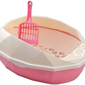 HJXX Katzenklo Semi-gekapselte große Kapazität mit Pedal Anti-Splash Single Layer Double Cat WC Katzentoilette Lieferungen Cat Litter Box (Color : Pink)