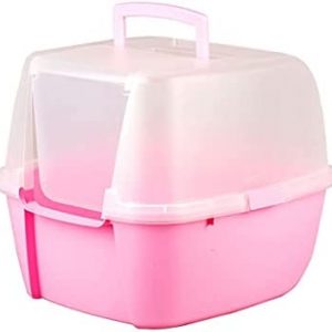 HONGFEISHANGMAO Katzenkiste Vollständig geschlossene dreieckige Katze Wurf Box Katze Toilette Deodorant Extra Große Spritzerfestes Katze Wurf Box Ecke Cat Wurf Box Katzenmöbel (Color : Pink)