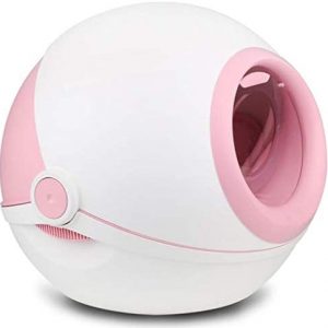 Haustier Toilette Kugelförmige Katzentoilette Vollverkleidet Super große Katzentoilette Automatische Katzentoilette Drei Farben Optional Tierstreuablage (Color : Pink)