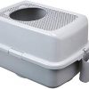 Haustier Toilette Top Entry Grid Katzentoilette Großes Katzensandbecken Anti-Splash-Katzenzubehör Automatische Deo-Katzentoilette Tierstreuablage (Color : Pure gray)