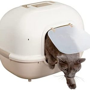 Iris Ohyama, Katzentoilette mit Haube und großem Eingang, keine Verbreitung von Geruch und Streu, Deo-Filter-SchLitz, tragbar, Schaufel inkl. für Katze - Cat Litter Box WNT-510, Beige
