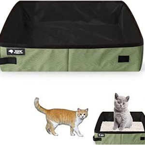 Katzenklo Faltbare, Kitty Katzenklo, Faltbare Tragbare Katzentoilette, wasserdichte Katzentoiletten, für Reisen, Outdoor, Park, Oxford Stoff, Weiche, wasserdichte, Grün, 40*30cm