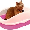 Katzenklo Haustier Hund WC Katze Wurf Box Katze Hundeschale Teddy Anti-Splash Toilette mit Katze Wurf Shovel Welpen Katze Indoor Home Sandkasten Katzenklo mit Deckel (Color : Rot)
